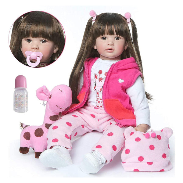 Muñeca Reborn iCradle 24 Pulgadas Realista Para Niños Y Coleccionistas Con Cabello Rizado