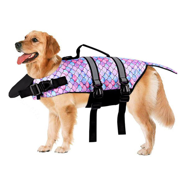 Chaleco Salvavidas Grande Para Perros Sirena Alta Visibilidad Comodidad