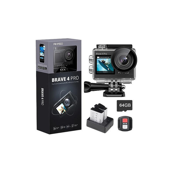 Cámara Akaso Brave 4 Pro 4K 30FPS Con Accesorios Y MicroSD 64GB