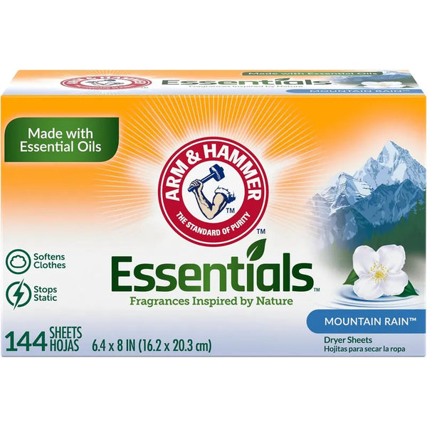 Hoja Secadora Arm Hammer Con Aroma Lluvia De Montaña 144ct Suavidad Y Frescura