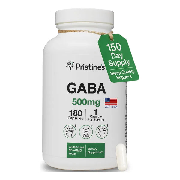 Capsulas GABA Apoyo Al Sueño Pristine Suplemento 500mg 180 Dias