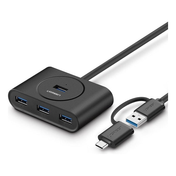 Adaptador Usb Usb-C 2 En 1 Hub 4 Puertos Usb 3.0 Con Cable 0.5m Alta Velocidad 5Gbps