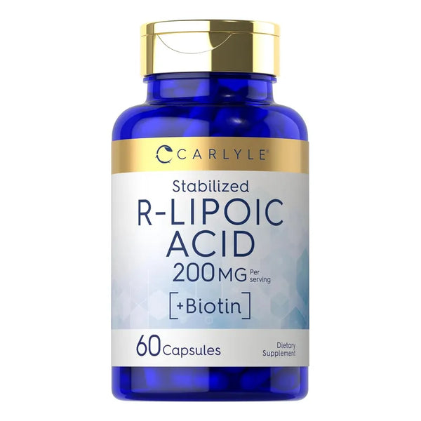 Acido R Lipoico 200 Mg 60 Cápsulas Carlyle Con Biotina Suplemento Premium