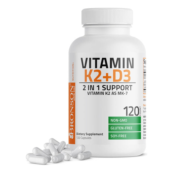Bronson Vitamin K2 Mk7 Con D3 Suplemento Para Huesos Y Corazón
