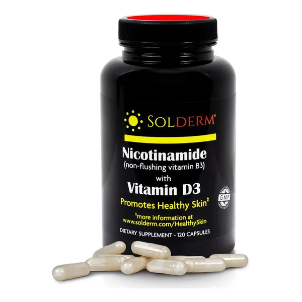 Nicotinamida Vitamina D3 Y B3 500mg 2000ui 120 Capsulas Promueve Piel Saludable