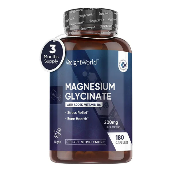 Capsulas Glicinato Magnesio 200 Mg Con Vitamina B6 Alta Absorcion 180 Unidades