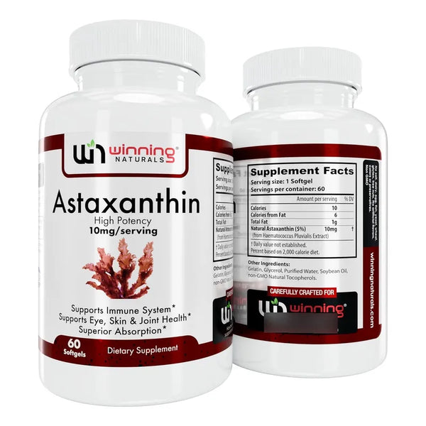 Astaxantina 10 Mg 60 Cápsulas Antioxidante Potente Libre De Alérgenos