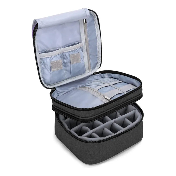 Organizador Para Esmalte Doble Capa Negro Para 20 Botellas Ideal Para Viajes Protege Tus Esmaltes