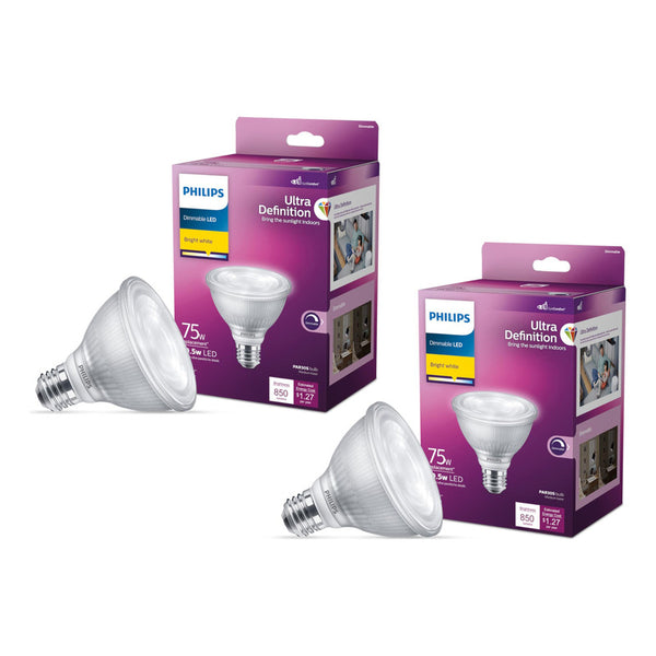 Bombilla Philips Ultra Definition 75W LED Paquete De 2 Larga Duración