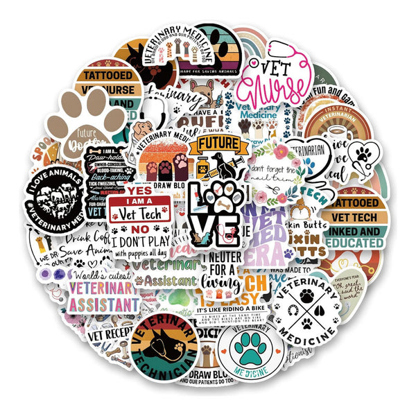 120 Stickers Divertidos Veterinarios Producto Original Impermeable