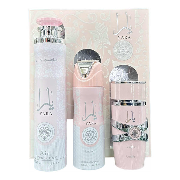 Lattafa Yara Estuche Perfume Con Spray Y Ambientador Aroma Ámbar Vainilla