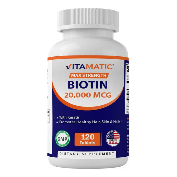 Biotina Alta Potencia 20000 Mcg Con Queratina Suplemento Para Cabello Piel Uñas
