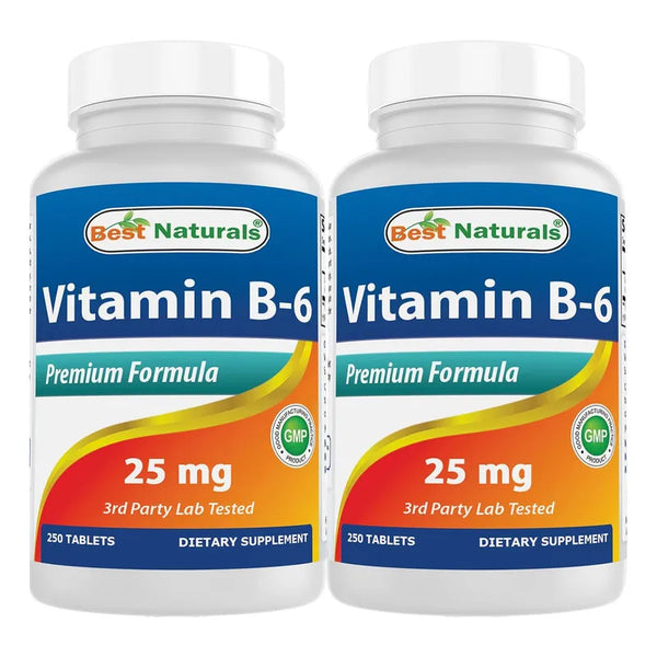 Vitamina B6 25 Mg 250 Tabletas Paqueteco Dos Unidades Sin Gluten