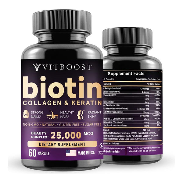 Biotina Acido Hialuronico Colageno Queratina Vitaminas Crecimiento Cabello