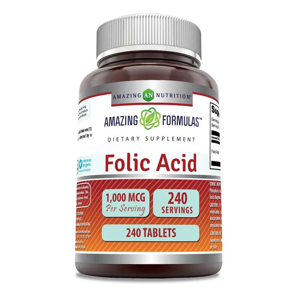Acido Folico 1000 Mcg 240 Tabletas Sin Gluten Pureza Y Calidad Garantizadas