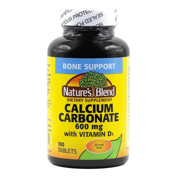 Carbonato De Calcio 600 Mg Vitamina D3 400 Ui 100 Tabletas Nature's Blend