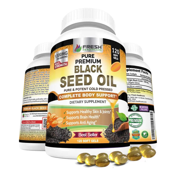 Capsulas De Aceite De Semillas Negras 1300 Mg 100 Puro Salud Inmune Y Piel