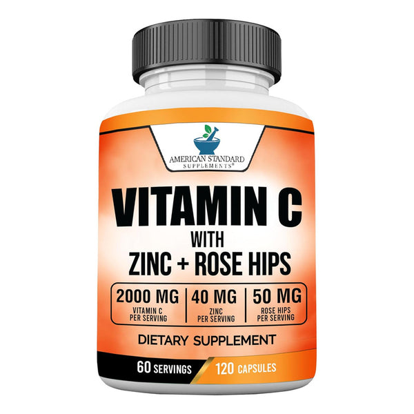 Vitamina C 2000 Mg Con Zinc Y Rose Hips Apoyo Inmunológico En Cápsulas Veganas