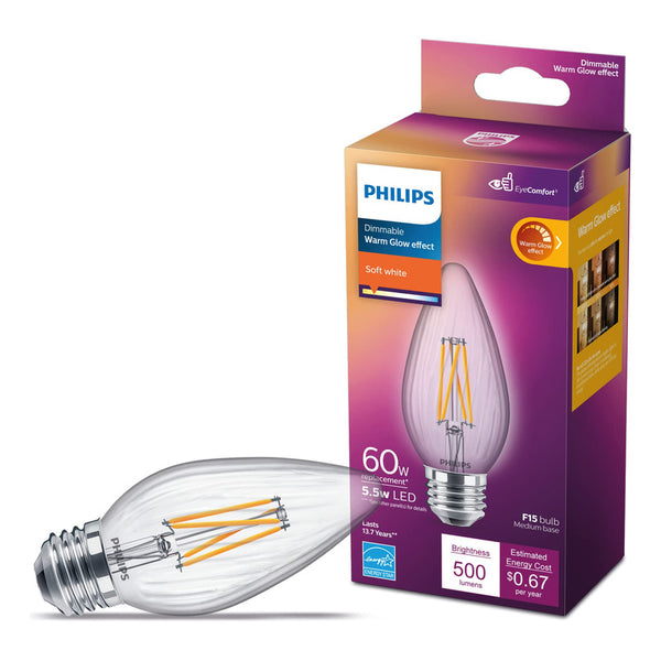 Bombilla Led Philips Transparente Regulable 55 W Brillo Cálido