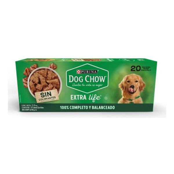 Comida Humeda Para Perro X20 100 G Dog Chow Con Beneficios Digestivos