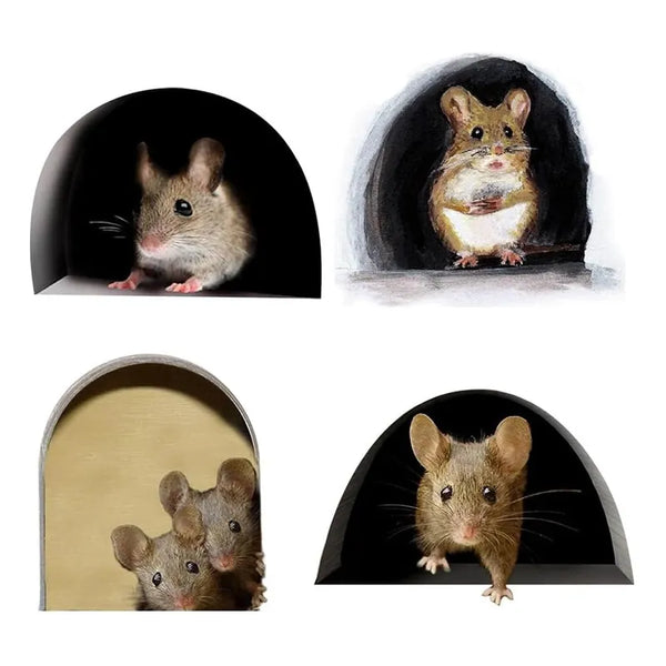 Calcomanía De Pared 3D Mouse Hole Realistic Arte Decoración Divertida