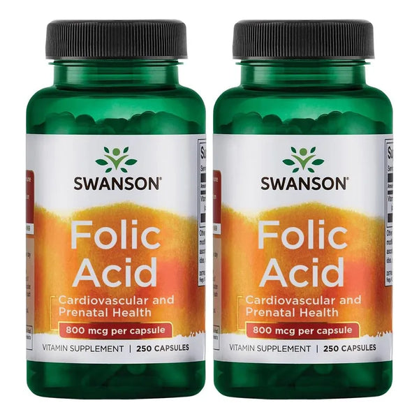 Acido Folico 800 Mcg Swanson 250 Capsulas Paquete Doble Salud Corazon