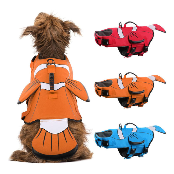 Chaleco Salvavidas Para Perros Alta Visibilidad Y Flotación Tipo Pez Payaso