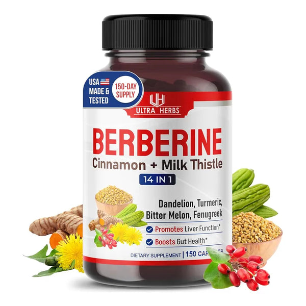 Berberina Premium 12200 Mg 14 En 1 Con Canela 150 Caps Salud Y Bienestar