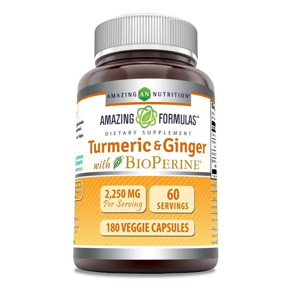 Capsulas De Curcuma Y Jengibre Con Bioperine 2250 Mg 180 Unidades