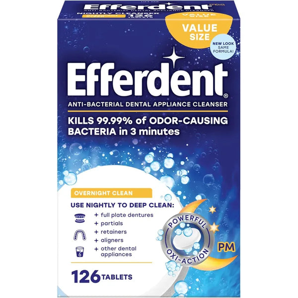 Efferdent Tabletas De Limpieza Blanqueo Nocturno Para Aparatos Dentales