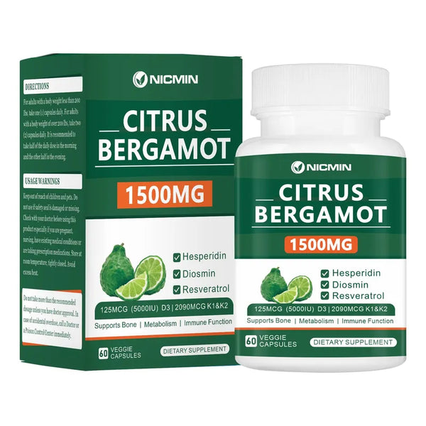 Bergamota Citrica 1500 Mg Con Hesperidina Diosmina Y Resveratrol Suplemento Salud Osea