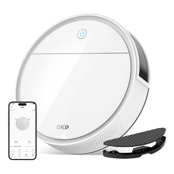 Robot Aspirador Y Mopa Okp K5 Pro 2 En 1 Con Potente Succión De 5000 Pa Para Suelo Duro