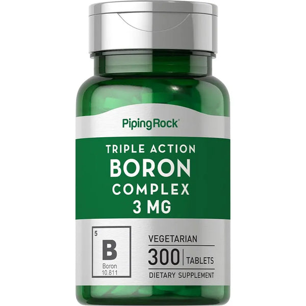 Boro 3 Mg 300 Tabletas Triple Acción Suplemento Vegetariano Sin Glutén
