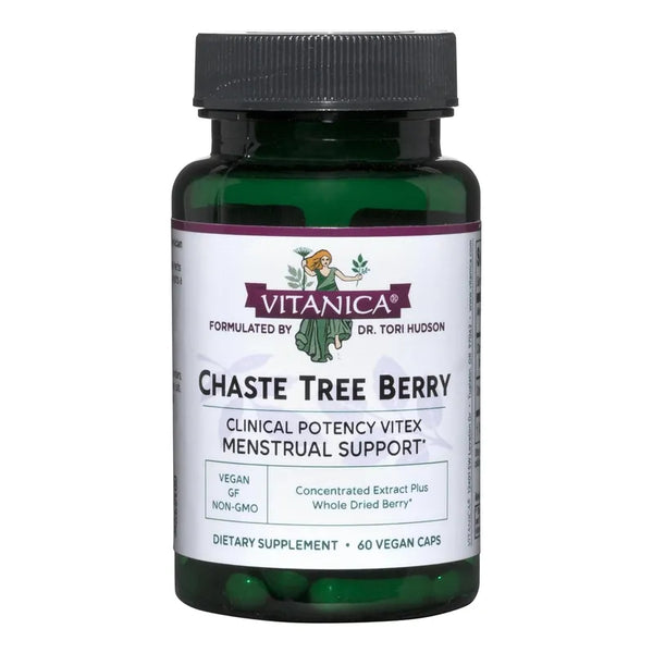 Extracto De Bayas De Árbol Casto Vitex 60 Cápsulas Vitanica Suplemento Femenino