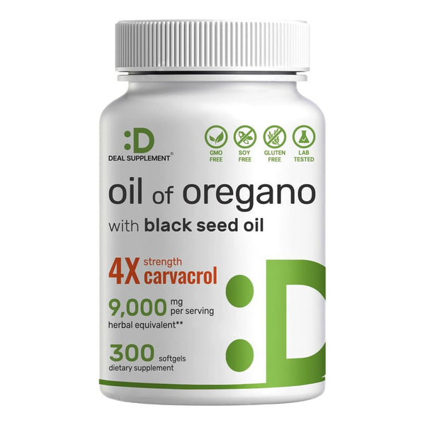 Aceite De Orégano 9000 Mg Con Semilla Negra Antioxidante Natural 300 Cápsulas