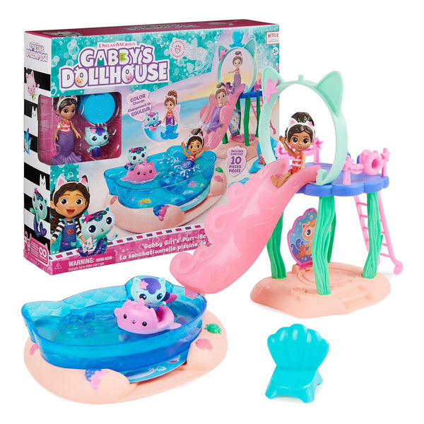 Gabby Dollhouse Juego Piscina Gabby Y MerCat Colas De Sirena Cambian Color