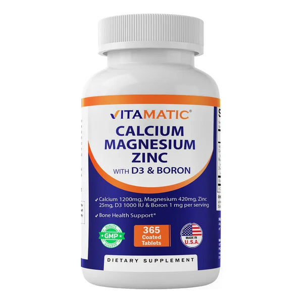 Calcio Magnesio Zinc D3 Boro 365 Tabletas Recubiertas Premium Beneficios Saludables