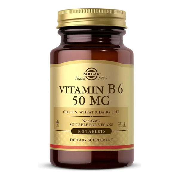 Vitamina B6 Solgar 50 Mg 100 Tab Apoyo Metabolismo Energético Y Nervioso