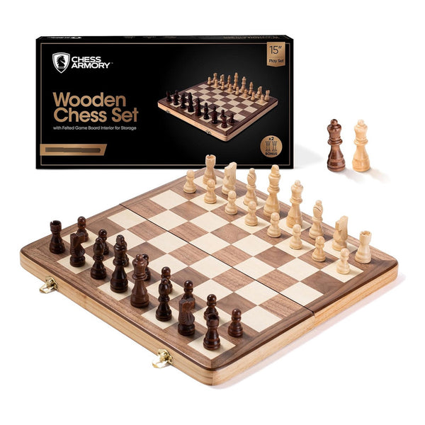 Juego De Ajedrez Chess Armory 15 x 15 Pulgadas con Curso Gratis y Piezas Hechas a Mano