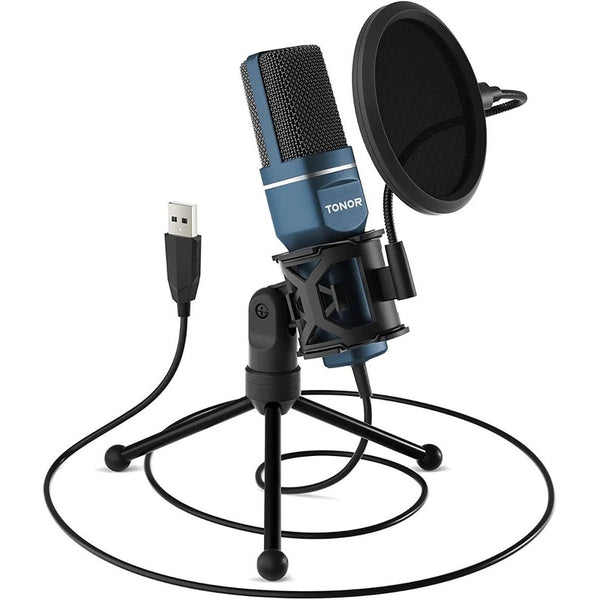 Microfono Usb Tonor Para Juegos Con Condensador Azul Sonido Claro Y Fino