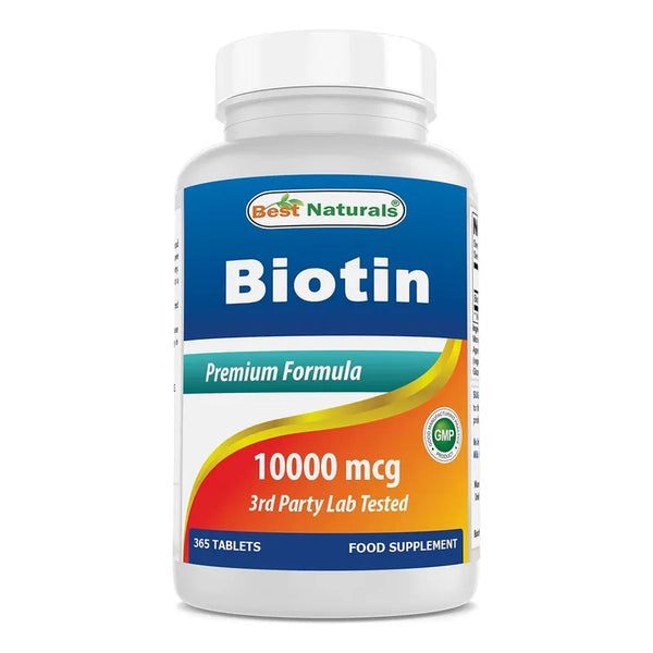 Biotina 10000 Mcg Best Naturals 365 Comprimidos Para Cabello Piel