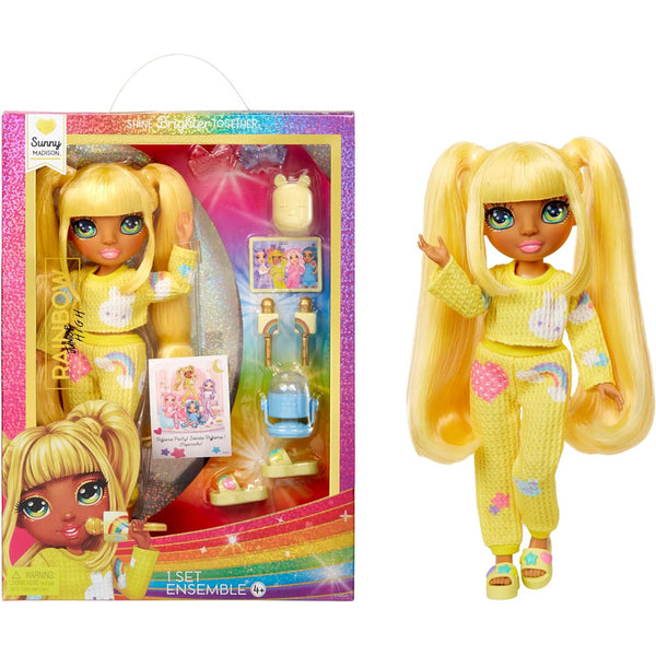Muñeca Sunny Rainbow High Jr High Fiesta Pijamas Accesorios Divertidos 9 Pulgadas