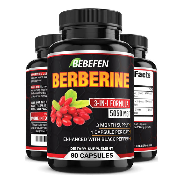 Berberina 5050 Mg 3 En 1 Extracto De Pimienta Negra 90 Capsulas Saludable