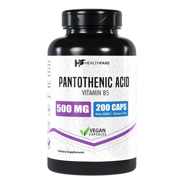 Ácido Pantoténico 500 Mg 200 Cápsulas Vegetales Energía Y Salud