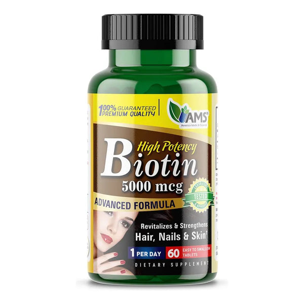 Biotina 5000 Mcg Suplemento Vitaminico Para Cabello Fuerte Y Piel Saludable