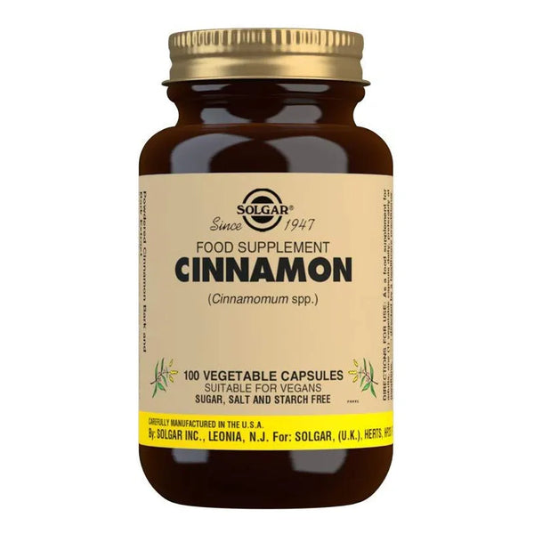 Cápsulas De Canela Solgar 100 Unidades Apoya Metabolismo Del Azúcar