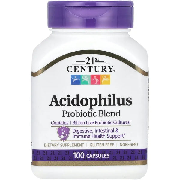 Capsulas Acidophilus 21st Century 100 Unidades Probióticos Saludables