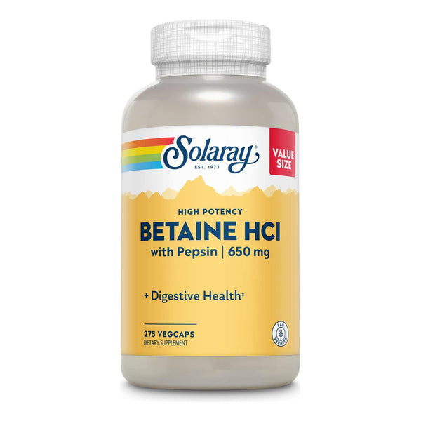 Betaina Hcl Con Pepsina 650 Mg Para La Salud Digestiva Solaray