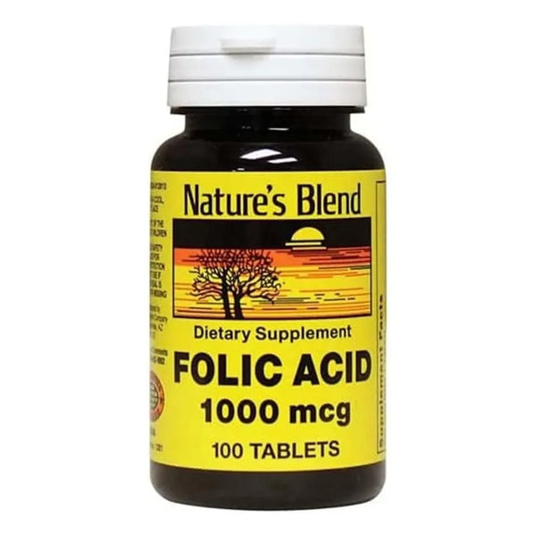 Acido Folico 1000 Mcg 100 Tabletas Nature'S Blend Bienestar Y Salud