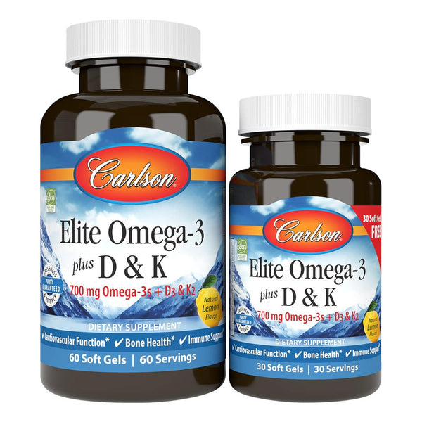 Carlson Elite Omega 3 Plus 700mg D3 Y K2 90 Cápsulas Salud Ósea